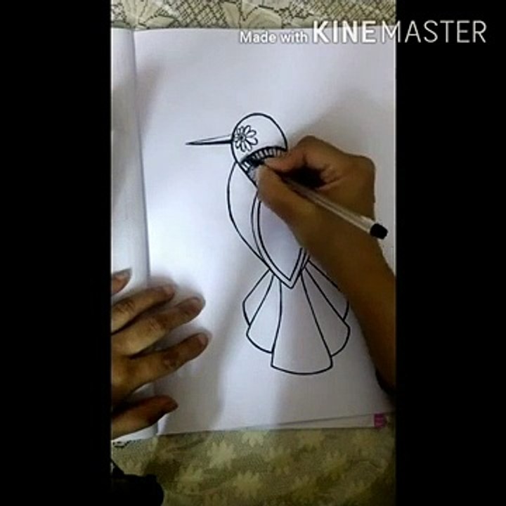 How to draw mandala art bird's easy step by step