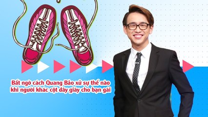 Bất ngờ cách Quang Bảo xử sự thế nào khi người khác cột dây giày cho bạn gái 