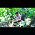 Survival and Primitive Lifestyle/Cooking Grilled Banana Cue and Drinking Coconut Water in the Forest