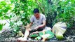 Survival and Primitive Lifestyle/Cooking Grilled Banana Cue and Drinking Coconut Water in the Forest