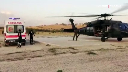 Solunum sıkıntısı olan yeni doğan bebek, askeri helikopterle hastaneye ulaştırıldı
