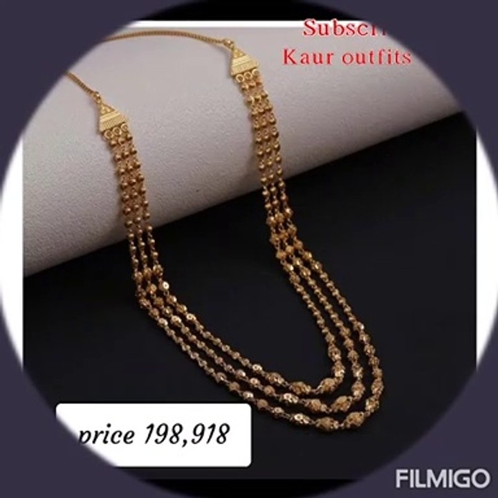 Gold wedding necklace design with weight and  price-- simple gold necklace set