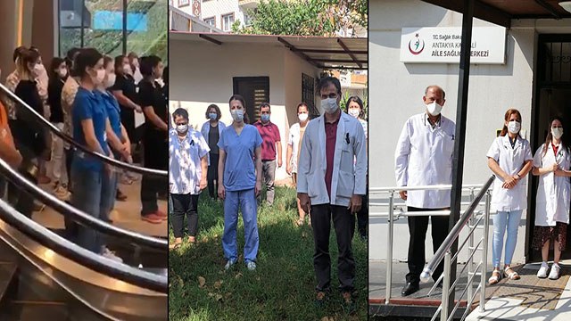 Sağlık çalışanları için siyah kurdeleli saygı duruşu
