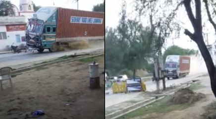 आगे कंटेनर, पीछे पुलिस : 80 KM में 12 नाके तोड़कर नागौर से सीकर पहुंचा चालक, देखें वीडियो