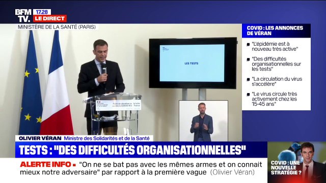 Olivier Véran: Cette semaine, nous avons dépassé les 1,2 million tests réalisés sur une seule semaine