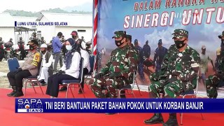 TNI Beri Bantuan Paket Bahan Pokok untuk Korban Banjir Luwu Utara