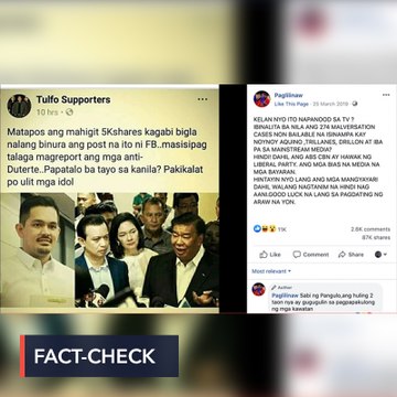 FALSE: Media did not report on malversation raps vs Aquino