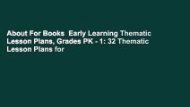 About For Books  Early Learning Thematic Lesson Plans, Grades PK - 1: 32 Thematic Lesson Plans for