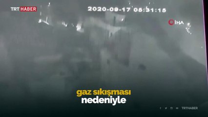 İzmir'de mutfak tüpünün bomba gibi patladığı anlar kamerada