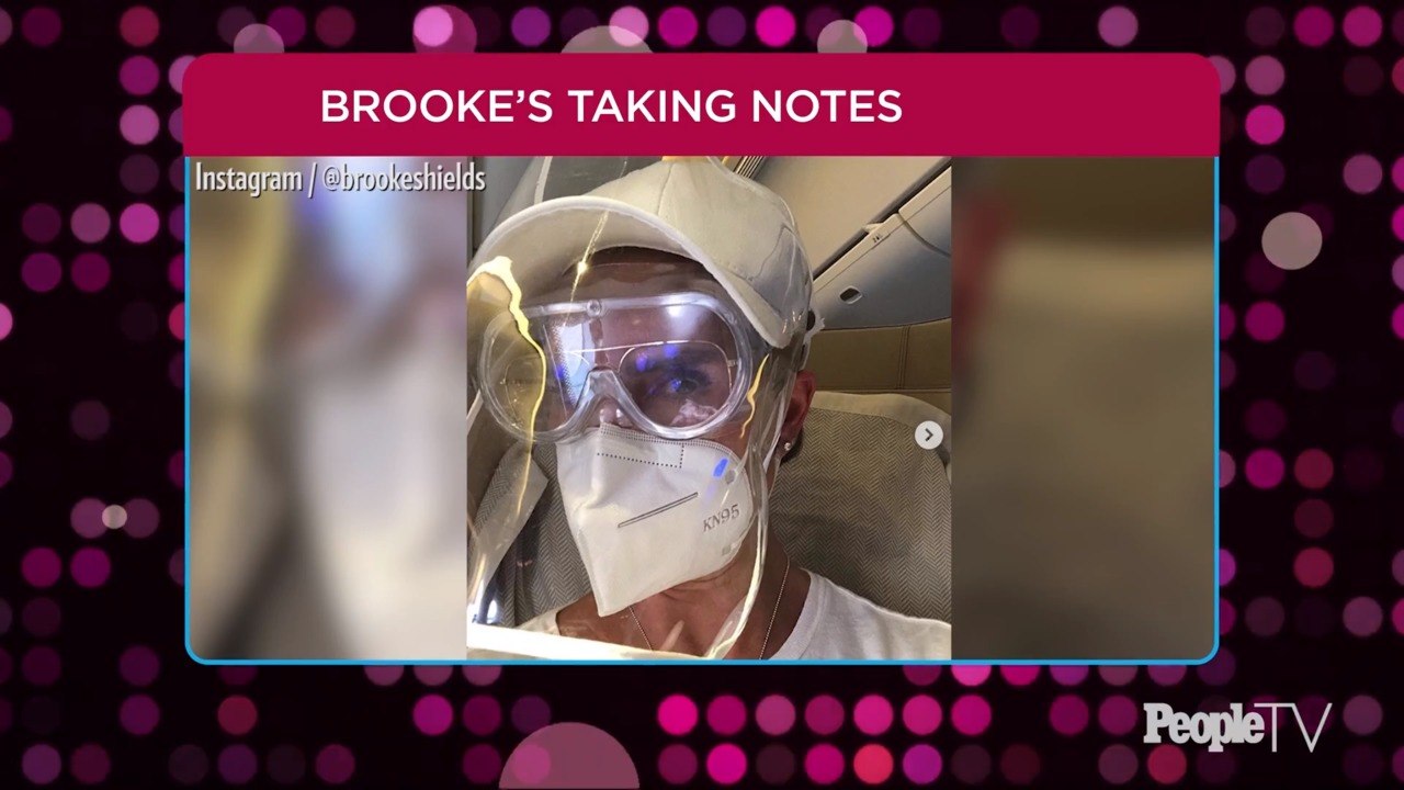 Brooke Shields Is ‘Taking Travel Tips’ from Naomi Campbell as She Wears Face Shield for Flight