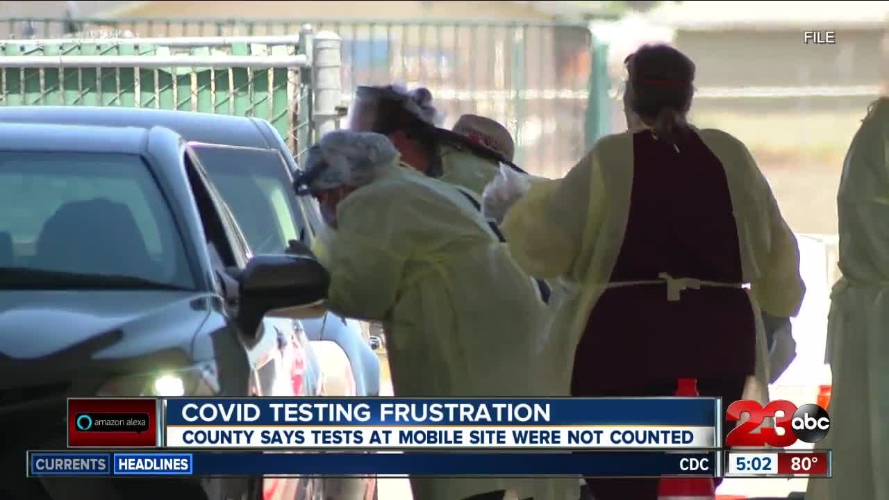 Kern County says tests at the mobile COVID-19 testing site were not counted