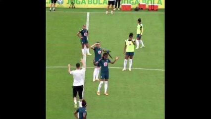 Este guacamayo azul interrumpió a estas futbolistas brasileñas en un partido de entrenamiento
