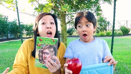 Ryan Learns about Isaac Newton and Gravity!  Educational Video with Ryan's World
