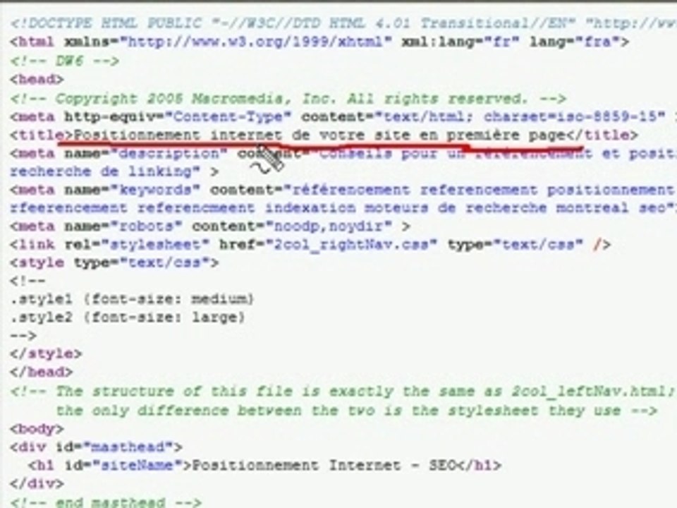 referencement et positionnement internet - balise title
