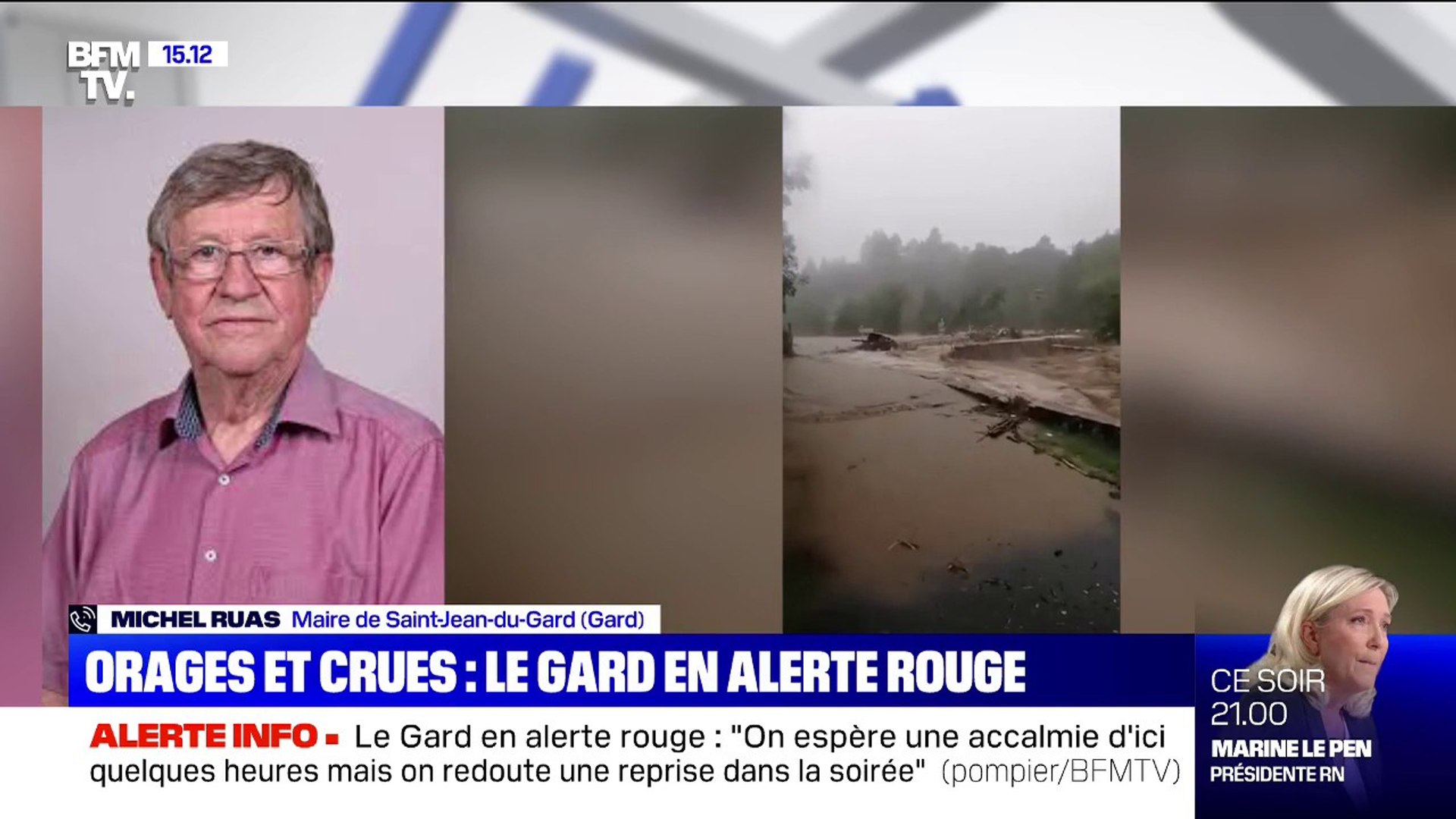Orages dans le Gard: le maire de Saint-Jean-du-Gard, Michel Ruas, pense  qu'il y aura "énormément de dégâts" - Vidéo Dailymotion