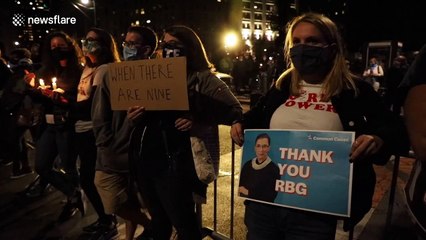 Mourners hold candlelight vigil for Ruth Bader Ginsburg outside New York State Supreme Courthouse