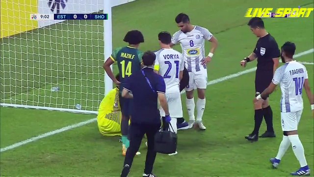 الشوط الاول مباراه نادي الشرطه العراقي واستقلال طهران الايراني في دوري ابطال اسيا الاياب 20_9_2020