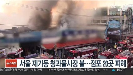 서울 제기동 청과물시장서 화재…점포 20곳 피해