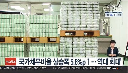 국가채무비율 상승폭 5.8%p↑…'역대 최대'