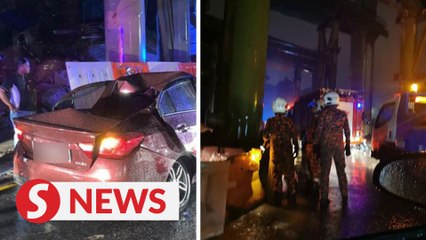 Car damaged by crane in road collision, not falling debris, say cops