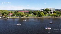 Boat rally in support support of President Trump hits the Mississippi River in Wisconsin