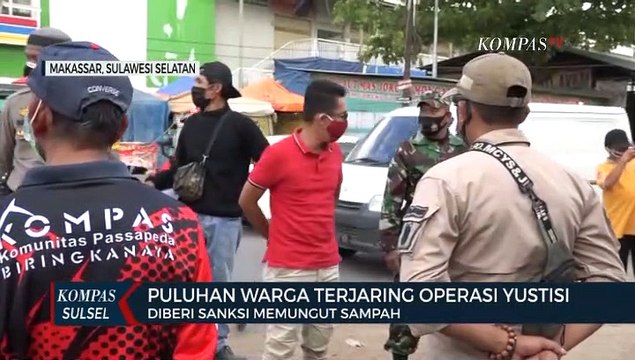 Puluhan Warga Terjaring Operasi Yustisi Diberi Sanksi Memmungut Sampah