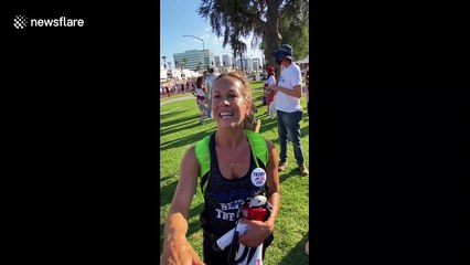 Anti-maskers argue about COVID-19 'conspiracies' at Trump rally in Los Angeles