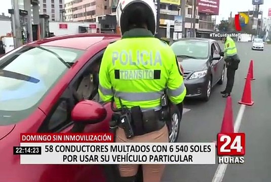 Al menos 58 conductores fueron multados con S/6540 por usar su vehículo particular en el primer domingo sin inmovilización