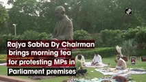 Rajya Sabha Dy Chairman brings morning tea for protesting MPs in Parliament premises