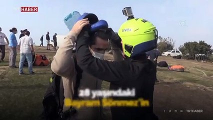 Görme engelli gencin yamaç paraşütü hayali gerçekleşti