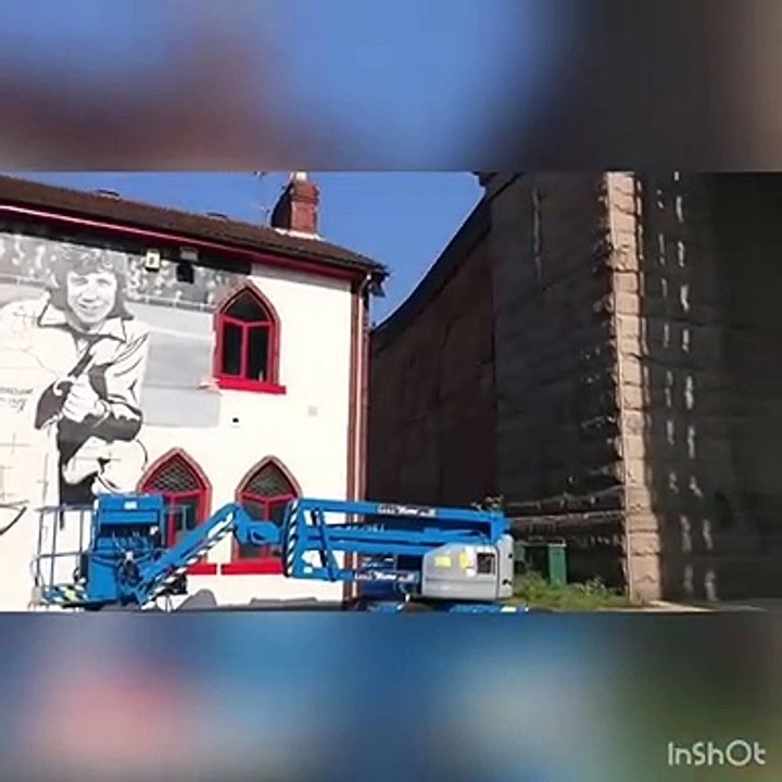 The new Jimmy Montgomery mural in progress at the refurbished Times Inn in Southwick