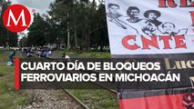 CNTE bloquea cinco tramos ferroviarios en Michoacán