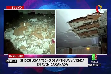 La Victoria: Se desploma techo de antigua vivienda en avenida Canadá
