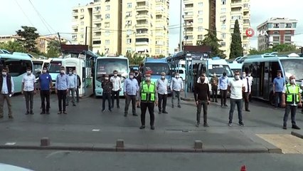 Pendikli minibüsçülerden sağlık çalışanları için saygı duruşu