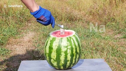 Watch what happens if you put sodium inside a watermelon