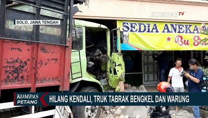 Diduga Rem Blong, Sopir Hilang Kendali dan Menabrak Bengkel Beserta Warung Makan!