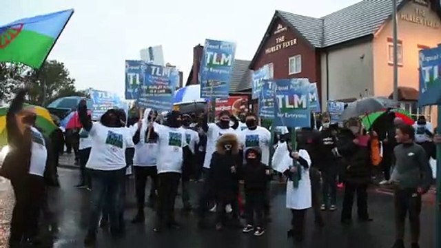 Boxing heavyweight champion Tyson Fury joins 'Travellers Lives Matter' protest in Morecambe