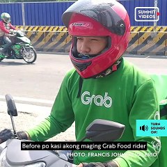 This Grab driver attends his online classes in between deliveries