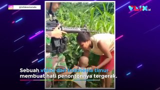Bocah Papua Nangis Histeris Minta Ikut Prajurit TNI