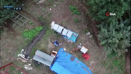 Polis drone ile takip edip arı kovanını içinde uyuşturucu ve silah ele geçirdi