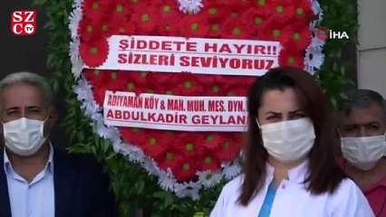 Sağlık çalışanlarına kalpli çelenk