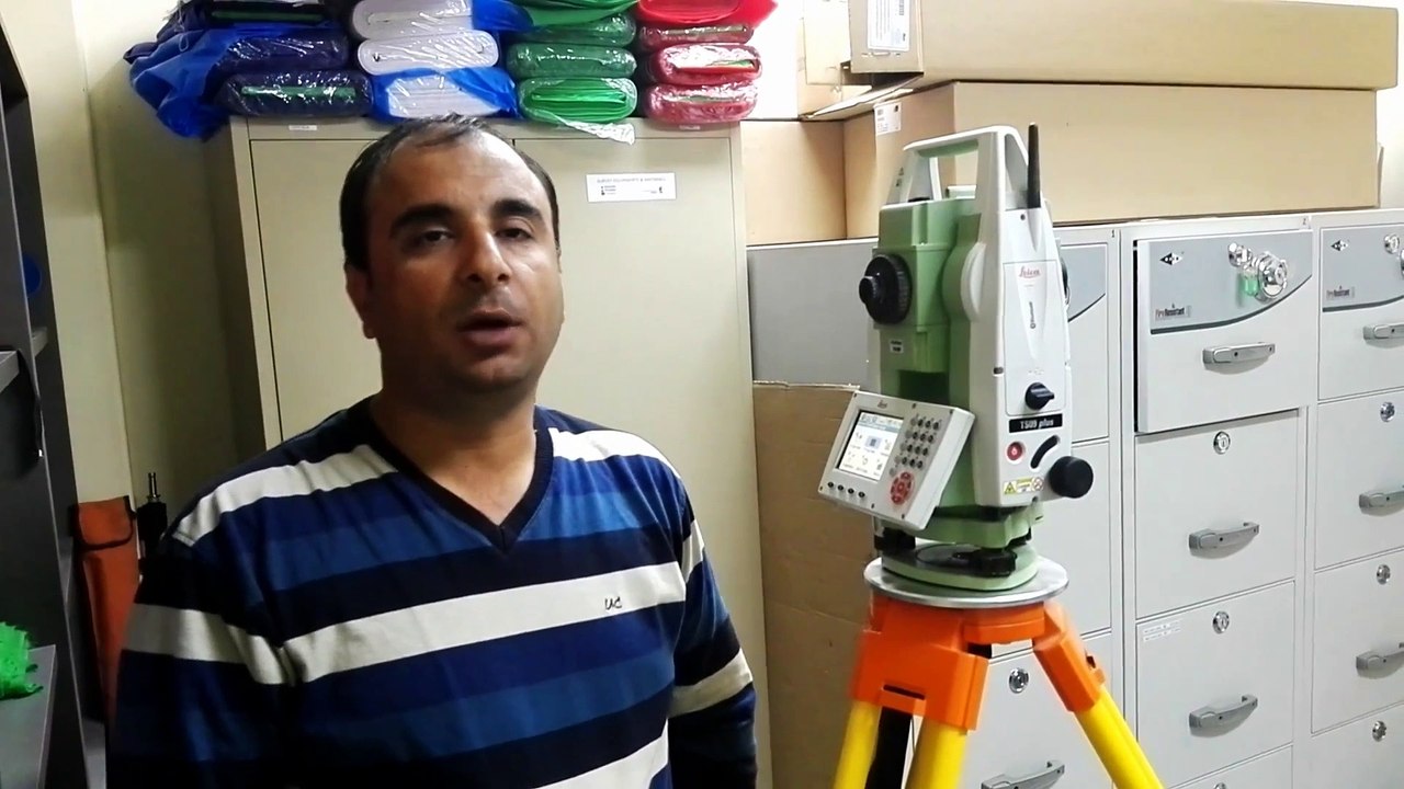 15. Calculate horizontal, Slope distance & Bearing & height different with Total Station TS09 in English