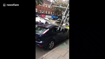 1 person injured after scaffolding smashes into road in north London