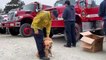 This golden retriever provides emotional support for firefighters tackling California wildfires