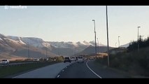Watch as winter hits Iceland early as commuters enjoy amazing views as they travel to work in Reykjavik