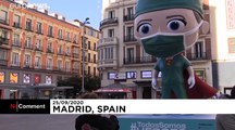 Giant model bids to raise money for Spanish healthcare workers