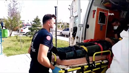 Kolonun altında kalmamak için 6 metre yükseklikteki iskeleden atladı