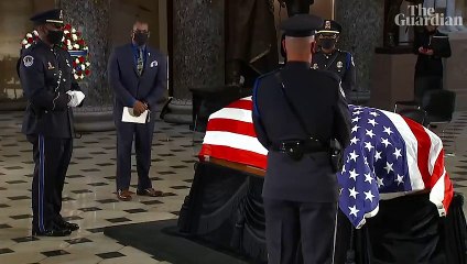 Ruth Bader Ginsburg's personal trainer performs push-ups in front of casket