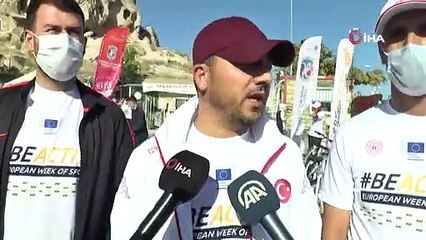 Nevşehir’de Avrupa Spor Haftası etkinlikleri kapsamında 7’den 70’e herkes bisiklet sürdü