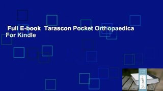 Full E-book  Tarascon Pocket Orthopaedica  For Kindle